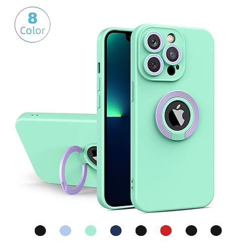 

telefon Etui Til Apple Bagcover iPhone 14 Pro Max Plus 13 12 11 Mini X XR XS 8 7 Støddæmperramme Ringholder Helkropsbeskyttelse Ensfarvet TPU PC