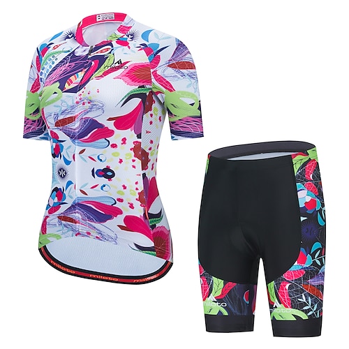 

Miloto Women's Cycling Jersey with Shorts Short Sleeve PinkWhite Graffiti Bike Clothing Suit Reflective Strips Polyester Sports Graffiti Clothing Apparel / Stretchy