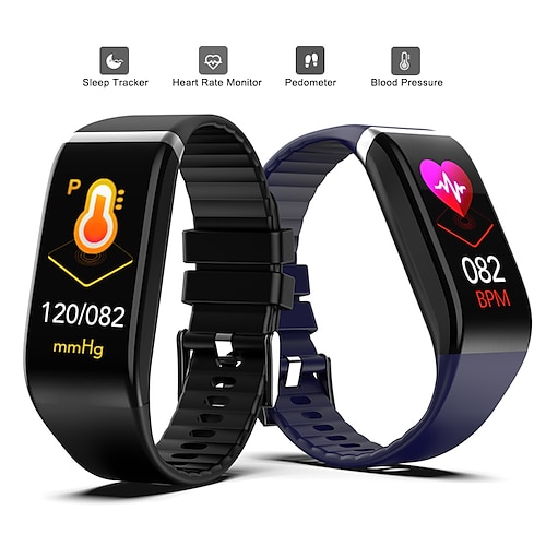 

696 C919 Smart Watch 1.14 inch Smart Band Fitness Bracelet Bluetooth Pedometer Sleep Tracker Heart Rate Monitor Compatible with Android iOS Women Men Message Reminder IP 67 27.5mm Watch Case