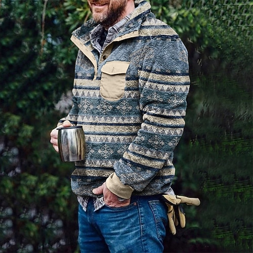 

Men's Sweatshirt Green Blue Red Gray Black Standing Collar Color Block Fleece Casual Essential Winter Clothing Apparel Hoodies Sweatshirts Long Sleeve Loose Fit