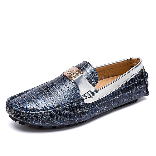 

Men's Loafers & Slip-Ons Moccasin Comfort Shoes Driving Loafers Crocodile Pattern Casual Classic British Daily Office & Career PU Warm Black Blue Color Block Fall Spring