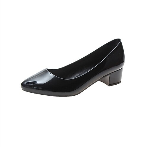 

Women's Heels Chunky Heel Pointed Toe Business Outdoor PVC Loafer Summer Solid Colored Black