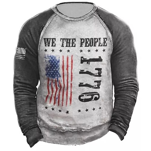 

Men's Unisex Sweatshirt Pullover Graphic Prints National Flag Patchwork Print Daily Sports Holiday 3D Print Streetwear Designer Casual Clothing Apparel Hoodies Sweatshirts Long Sleeve Gray