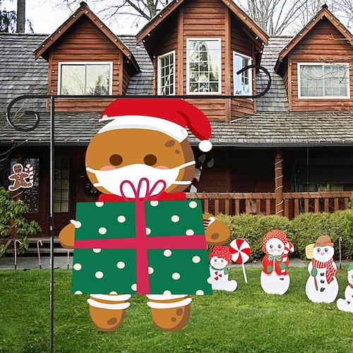 

Christmas Garden Flag Oxford Cloth Christmas Gingerbread Man Flag Faceless Doll Outdoor Decoration Alien Flag
