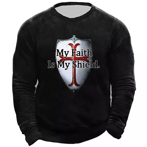 

Men's Unisex Sweatshirt Pullover Black Navy Blue Crew Neck Letter Knights Templar Graphic Prints Print Daily Sports Holiday 3D Print Streetwear Designer Casual Spring & Fall Clothing Apparel Hoodies