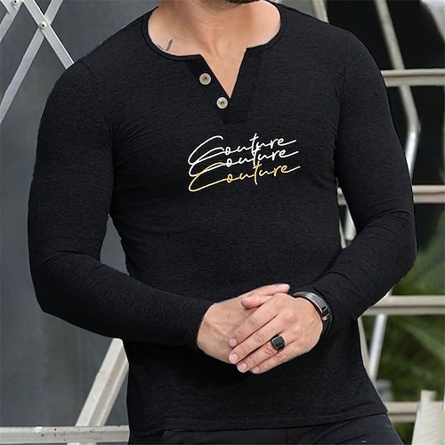 

Men's T shirt Tee Graphic Geometry V Neck Black Hot Stamping Street Daily Long Sleeve Print Clothing Apparel Fashion Designer Casual Comfortable / Sports