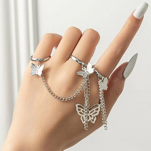 

2pcs Ring For Women's Office Holiday Graduation Alloy Classic Butterfly