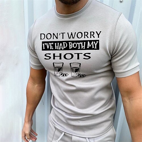 

Men's Unisex T shirt Tee Letter Crew Neck Gray Print Outdoor Street Short Sleeve Print Clothing Apparel Sports Designer Casual Big and Tall / Summer / Summer