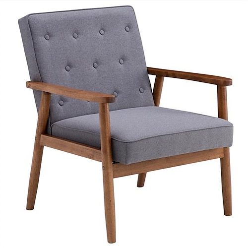 

(75 x 69 x 84)cm Retro Modern Wooden Single Chair Grey Fabric