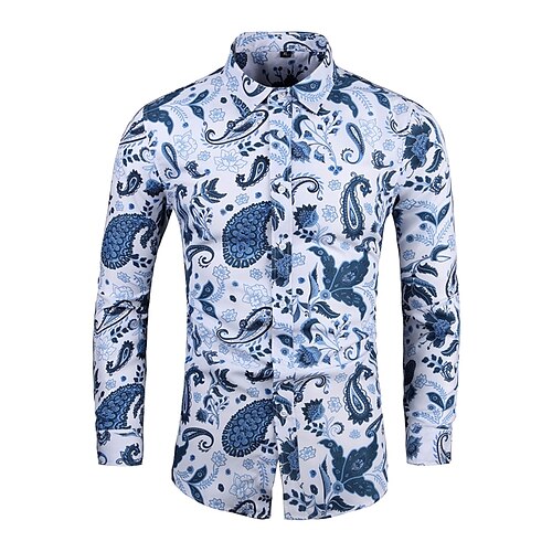 

Men's Shirt Graphic Shirt Graphic Classic Collar Blue Casual Daily Long Sleeve Clothing Apparel Designer Casual