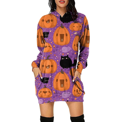 

Inspired by Halloween Pumpkin Cat Hoodie Cartoon Manga Anime Front Pocket Graphic Hoodie For Men's Women's Unisex Adults' 3D Print 100% Polyester