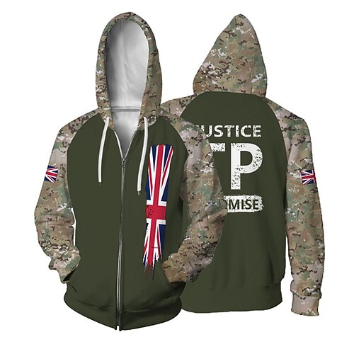 

Men's Unisex Full Zip Hoodie Jacket Hooded Camouflage Graphic Prints Zipper Print Sports Outdoor Daily Sports 3D Print Streetwear Designer Casual Hoodies Sweatshirts Long Sleeve Black