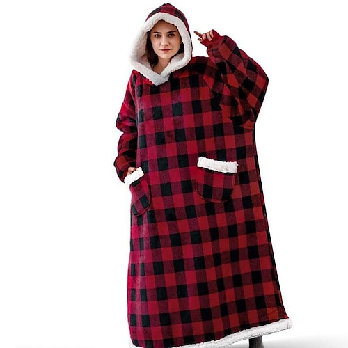 

Christmas Wearable Blanket Sweatshirt for Women and Men, Super Warm and Cozy Giant Blanket Hoodie, Thick Flannel Blanket with Sleeves and Giant Pocket