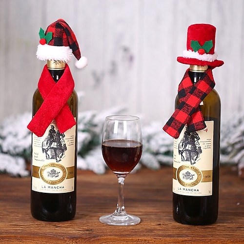 

Christmas Decorative Gnomes Wine Bottle Covers Bottle Covers, Handmade Gnomes Bottle Toppers Santa, Decorations for Xmas Christmas Party Favors 1 Pcs