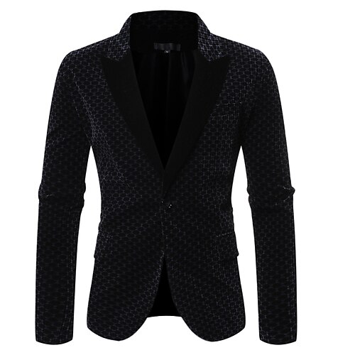 

Men's Fashion Blazer Regular Standard Fit Checkered Single Breasted One-button Navy Blue Coffee 2022