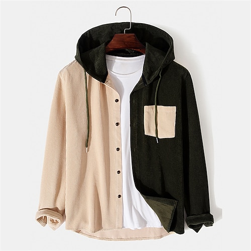 

Men's Shirt Overshirt Flannel Shirt Casual Jacket Street Daily Holiday Fall Winter Regular Coat Regular Fit Warm Streetwear Casual Jacket Long Sleeve non-printing Color Block Pocket Black