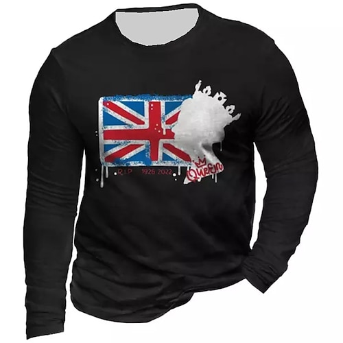 

Men's Unisex T shirt Tee Graphic Prints National Flag Crew Neck Green Navy Blue Gray Black 3D Print Crown Outdoor Street Long Sleeve Print Clothing Apparel Basic Sports Designer Casual