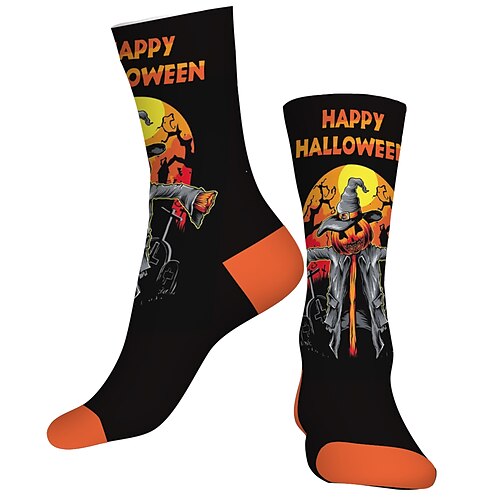 

Socks Cycling Socks Halloween Socks Funny Socks Novelty Socks Men's Women's Bike / Cycling Breathable Soft Comfortable 1 Pair Graphic Cotton Black S M L