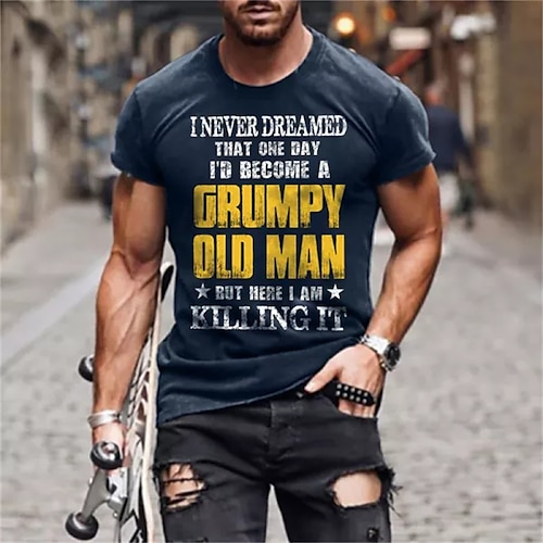 

Homens Camiseta Gráfico Letra Gola Redonda Rua Feriado Manga Curta Imprimir Roupa Simples Casual Confortável