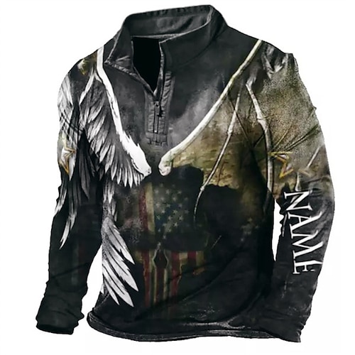 

Grafik-Drucke Adler Brautkleider schlicht Groß und hoch Herren Unisex 3D-Druck Zip Up Sweatshirt Zur Seite fahren Sweatshirt mit Viertelreißverschluss Täglich Sport Schwarz Rote Blau Langarm Troyer