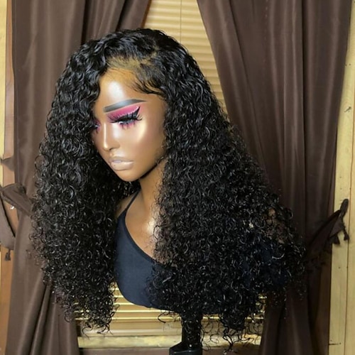 

Unprocessed Virgin Hair 13x4 Lace Front Wig Free Part Brazilian Hair Curly Black Wig 130% 150% Density with Baby Hair Natural Hairline 100% Virgin Glueless Pre-Plucked For Women wigs for black women