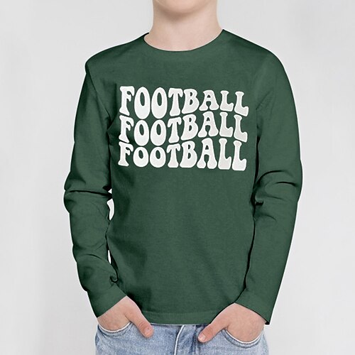 

World Cup Kids Boys T shirt Letter Outdoor 3D Print Long Sleeve Active 3-12 Years Winter Green