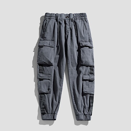 

Men's Cargo Pants Trousers Work Pants Drawstring Elastic Waist Multi Pocket Solid Colored Comfort Breathable Casual Daily Streetwear Sports Fashion Green Khaki Micro-elastic / Elasticity