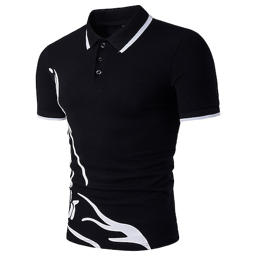 

Men's Collar Polo Shirt Golf Shirt Graphic Solid Colored Turndown Black Street Daily Short Sleeve Button-Down Clothing Apparel Cotton Fashion Casual Comfortable Big and Tall / Sports