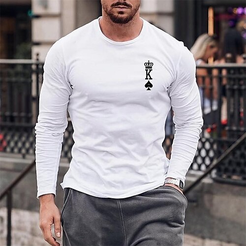 

Men's T shirt Tee Graphic Letter Crew Neck White Long Sleeve Hot Stamping Street Daily Print Tops Fashion Designer Casual Comfortable / Sports