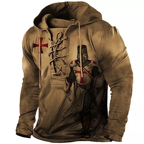 

Men's Unisex Pullover Hoodie Sweatshirt Brown Hooded Graphic Prints Lace up Print Sports & Outdoor Daily Sports 3D Print Basic Streetwear Designer Spring & Fall Clothing Apparel General Hoodies