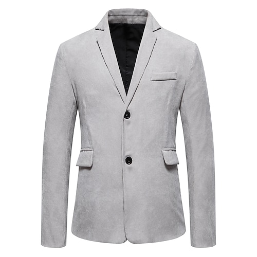 

Men's Blazer Daily Wear Vacation Going out Spring Fall Regular Coat Regular Fit Minimalist Casual Daily Traditional / Classic Jacket Long Sleeve Pure Color White