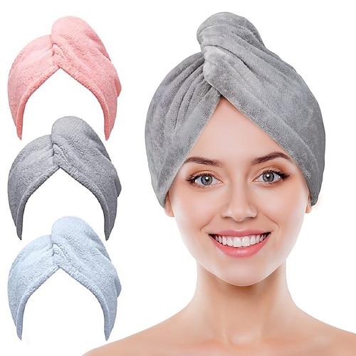 

3PCS Microfiber Hair Towel Wrap Ultra Absorbent, Fast Drying Hair Turban Soft, No Frizz Hair Wrap Towels for Women Wet Hair, Curly, Longer, Thicker Hair