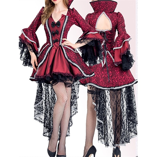 

A-Line Party Dresses Party Dress Halloween Asymmetrical 3/4 Length Sleeve V Neck Polyester with Bow(s) Pattern / Print 2022