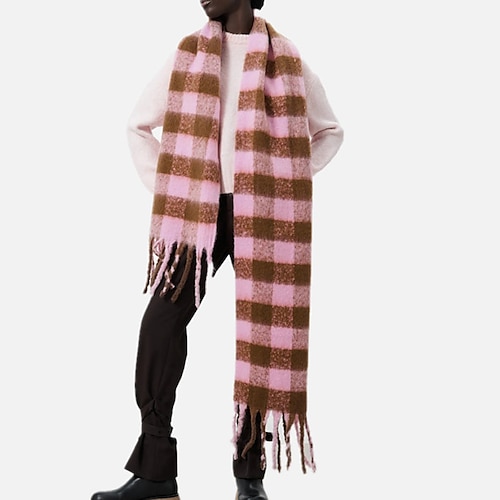 

Women's Women's Shawls Wraps Outdoor Dailywear Holiday Black Brown Pink Scarf Plaid