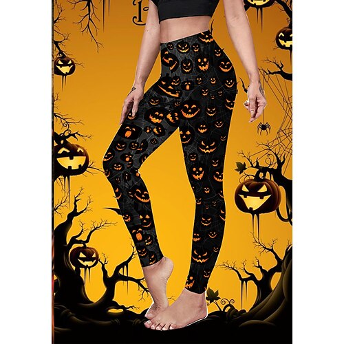 

Women's Tights Leggings Lake blue Black and Red Black and Yellow Casual / Sporty Athleisure Halloween Leisure Sports Print Stretchy Ankle-Length Tummy Control Graphic S M L XL / Skinny