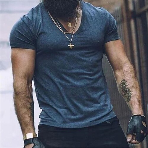 

Men's T shirt Tee Solid Color Crew Neck Royal Blue Holiday Vacation Short Sleeve Clothing Apparel Lightweight Casual Comfortable / Summer / Spring / Summer