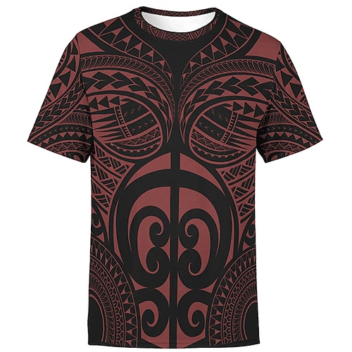 

Men's Unisex T shirt Tee Tribal Graphic Prints Crew Neck Red Black 3D Print Outdoor Street Short Sleeve Print Clothing Apparel Sports Ethnic Style Casual Comfortable / Summer / Summer