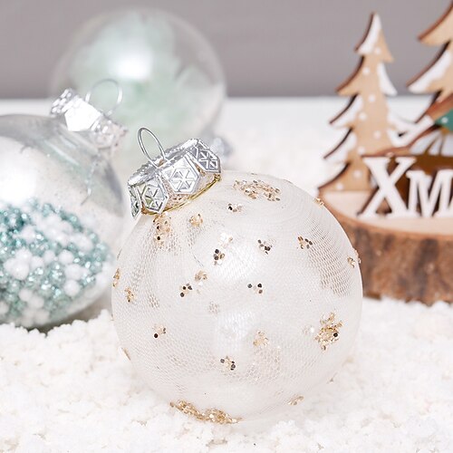 

6cm/24pcs Mint Green Painted Mesh Pet Transparent Ball Christmas Ball Set Christmas Tree Pendant