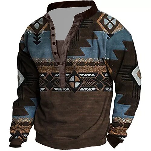 

Men's Unisex Sweatshirt Pullover Button Up Hoodie Green Blue Purple Lavender Coffee Standing Collar Graphic Prints Print Casual Daily Sports 3D Print Streetwear Designer Casual Spring & Fall