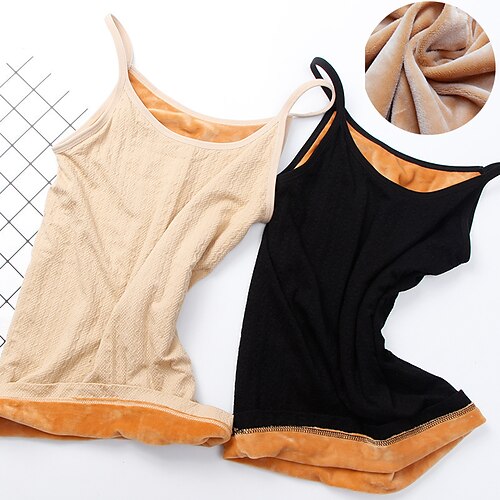 

Thermal Tank Top for Women Fleece Cami Shirt Sleeveless Camisole Base Layer Seamless Warm Vest Scoop Neck