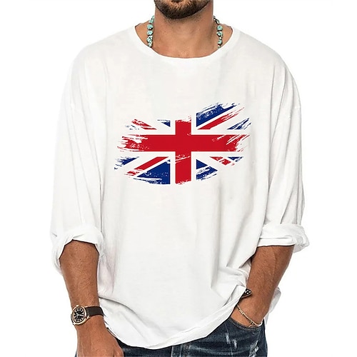 

Men's T shirt Tee Graphic Crew Neck Gray White Black Print Queen of England Street Sports Long Sleeve Print Clothing Apparel Fashion Designer Casual Comfortable