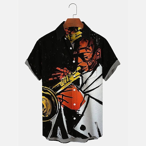 

Men's Shirt Graphic Shirt Portrait Turndown Black 3D Print Outdoor Street Short Sleeves Button-Down Print Clothing Apparel Designer Casual Breathable / Summer / Spring / Summer