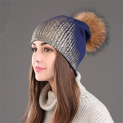 

Women's Hat Beanie / Slouchy Black Blue Gold Outdoor Home Daily Knit Color Block Portable Windproof Comfort