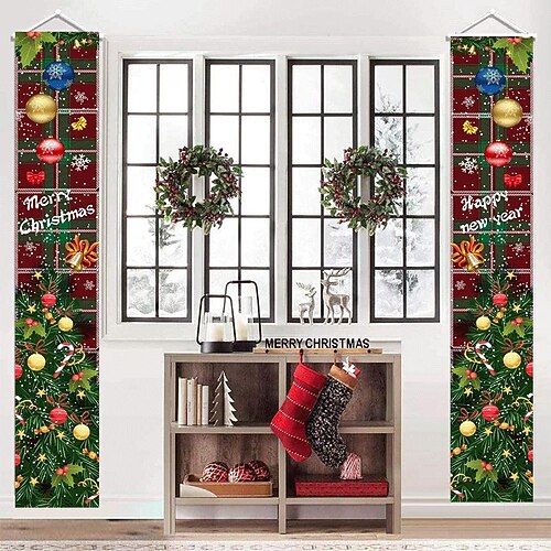 

Christmas Couplet Cute Gingerbread Man Christmas Couplet Holiday Decoration Door Curtain Flag Hanging Flag Door Flag Banner
