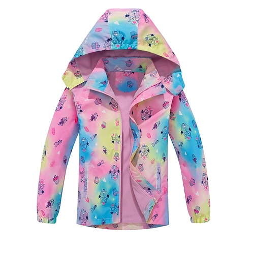 

Kids Girls' Coat Outerwear Animal Cartoon Long Sleeve Coat School Active Adorable Blue Pink Winter Fall 3-10 Years