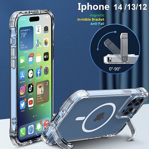

Phone Case For iPhone Magnetic Adsorption Clear Case iPhone 12 Pro Max iPhone 13 Pro Max Mini iPhone 14 Max Water Resistant Magnetic Clear Transparent TPU PC