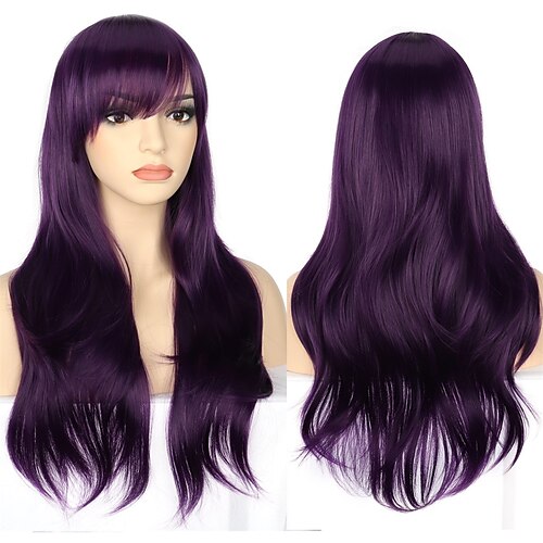 

70 cm/28 pollici affascinante ondulata lunga parrucca piena di capelli anime cosplay costume di halloween del partito parrucche sintetiche resistenti al calore per le donne ragazze