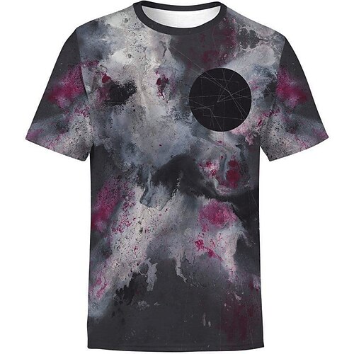 

Men's Unisex T shirt Tee Abstract Graphic Prints Crew Neck Gray Short Sleeve 3D Print Outdoor Street Print Tops Sports Casual Classic Comfortable / Summer / Summer