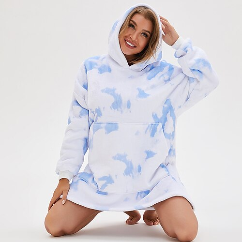 

Winter Hoodie Blanket Fleece Oversized Wearable Blanket Warm Thick Big Hooded Sweatshirt Blanket for Women Adults Men Teens