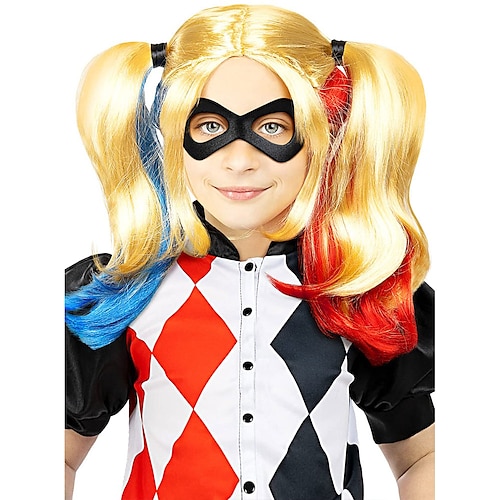 

Harley Quinn Wigs for girl Suicide Squad for kids fancy dress s & props for carnival & parties One Size